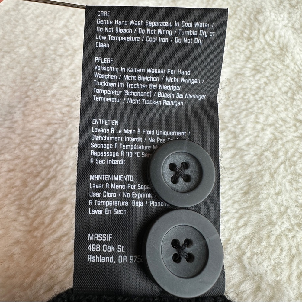 Massif NWOT Wool Black Military Knit Pockets Cardigan XL - Picture 14 of 15